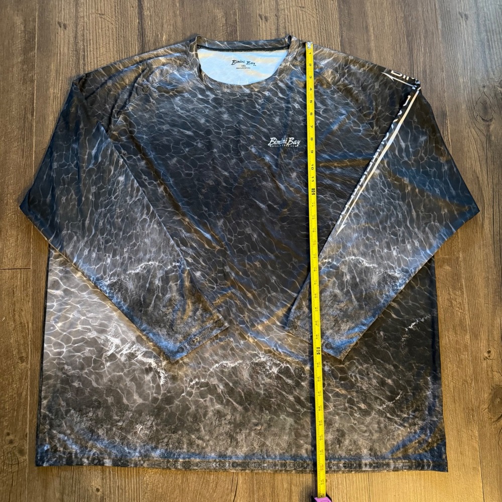 Bimini Bay Outfitters Fishing Shirt Grey Water Print Long Sleeve Mens 3XL - Picture 8 of 11
